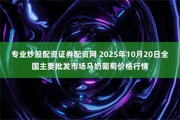 专业炒股配资证券配资网 2025年10月20日全国主要批发市场马奶葡萄价格行情